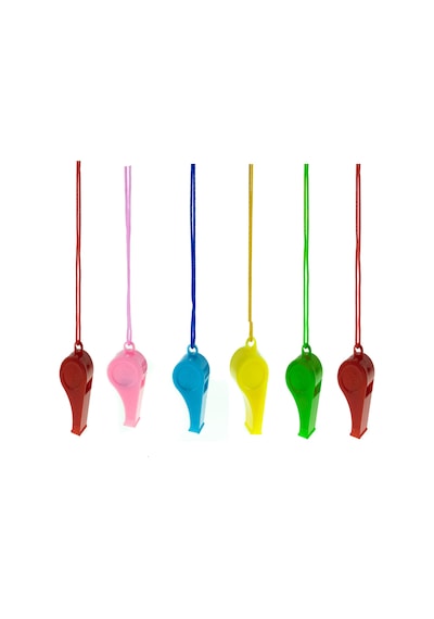 Plastik Düdük 6'lı İpli Düdük Çok Renkli