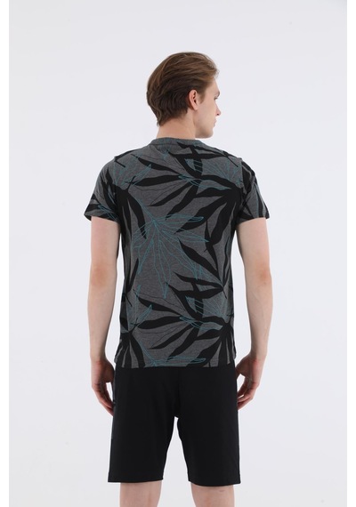 Maraton Sportswear Regular Erkek Bisiklet Yaka Kısa Kol Beach Siyah T-Shirt 20603-Siyah