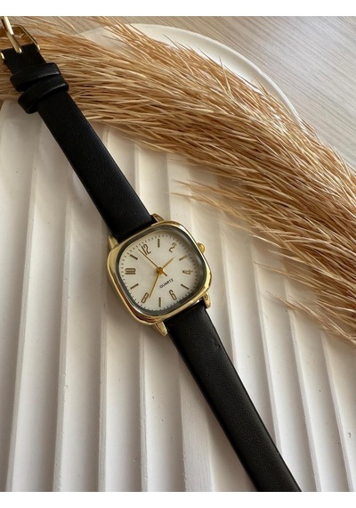 Rub046 25 Mm Rubsey Retro Minimal Deri Kordon Vintage Kadın Kol Saati Siyah