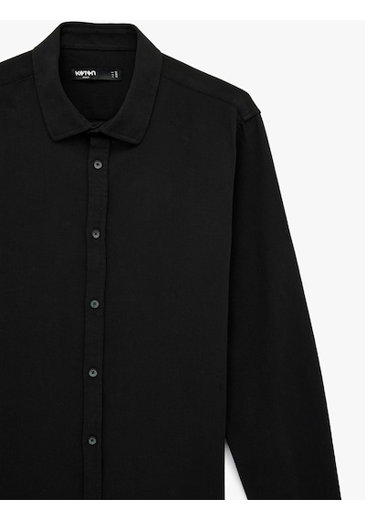 Koton Pamuklu Uzun Kollu Klasik Yaka Slim Fit Gömlek Siyah 6sam60095hw Koton Pamuklu Uzun Kollu Klasik Yaka Slim Fit Gömlek Siyah 6sam60095hw