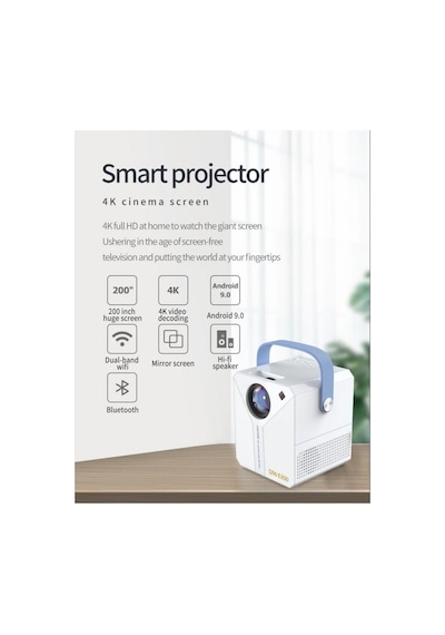 Q96 E300 Projector Android 4k Ultra Hd Wifi Projeksiyon Cihazı Usb Hdmi Tf Card Girişli Projektör