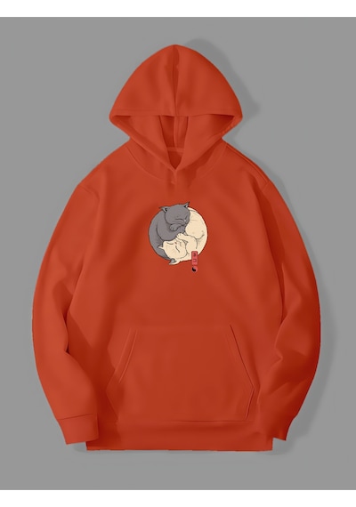 Harmandar 3 İplik Ying Yang Baskılı Turuncu Kanguru Cepli Kapüşonlu Sweatshirt Hoodie Yingyangturuncusweat Harmandar 3 İplik Ying Yang Baskılı Turuncu Kanguru Cepli Kapüşonlu Sweatshirt Hoodie Yingyangturuncusweat