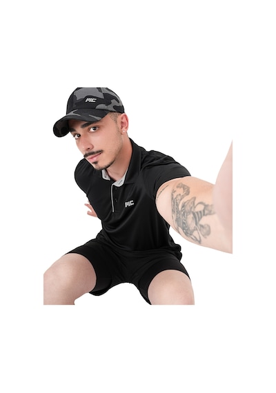 Musclecloth Tech Polo Yaka T-shirt Siyah Siyah