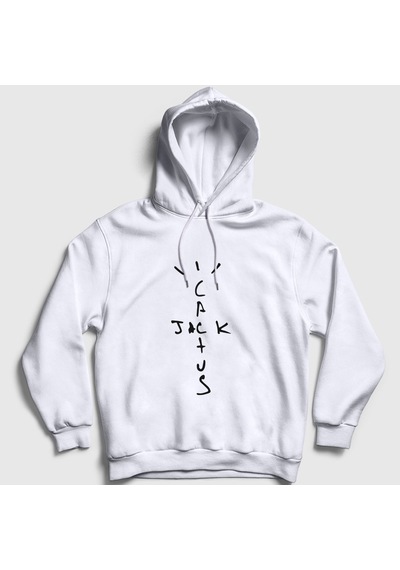 Presmono Unisex Cactus Jack Travis Scott Kapüşonlu Sweatshirt Beyaz