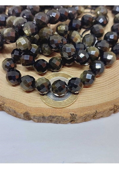 Golden Obsidyen Taşı Royal Quality Faset Kesim Dizi 10mm 52930 Çok REnkli