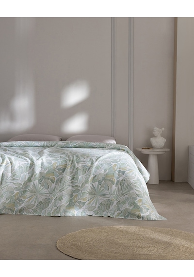 Madame Coco Vions King Size Pamuklu Ecocell Baskılı Pike - Haki 8684427307366 Çok Renkli