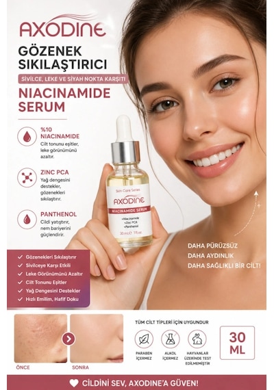 Axodine Gözenek Sıkılaştırıcı Sivilce Leke Ve Siyah Nokta Karşıtı Niacinamide Serum 30 ML