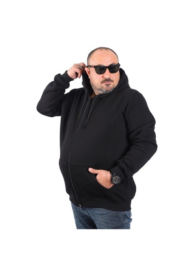 Moc Grande Mocgrande Büyük Beden Unisex Kapüşonlu 3ip Sweat 11701 Sıyah Siyah