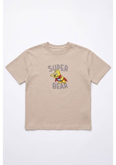 Haribo Lisanslı Yazı Baskılı Çocuk T-shirt Şort Takım Bej