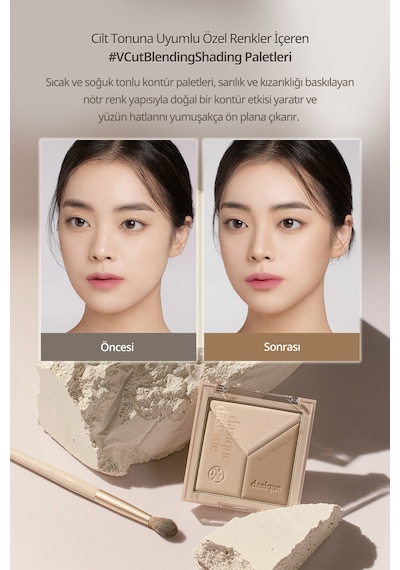 Dasique Doğal Gölgelendirme Sunan 3'lü Kontür Paleti V Cut Blending Shading 01 Warm Blending