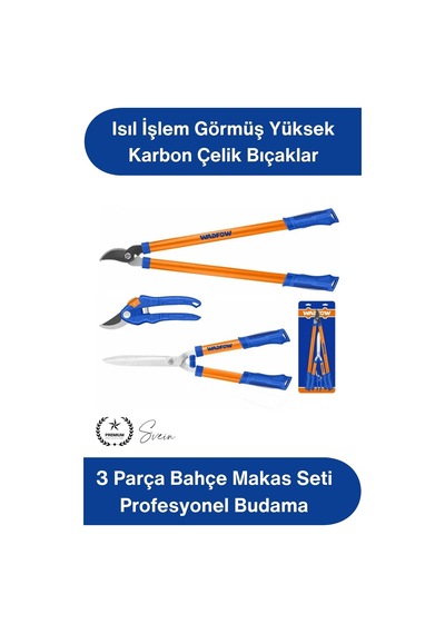 Budama 3 Parça Bahçe Makas Seti Profesyonel Budama Makası Dal Kesme Çit Düzeltme Meyve Ağacı Çalı Ç