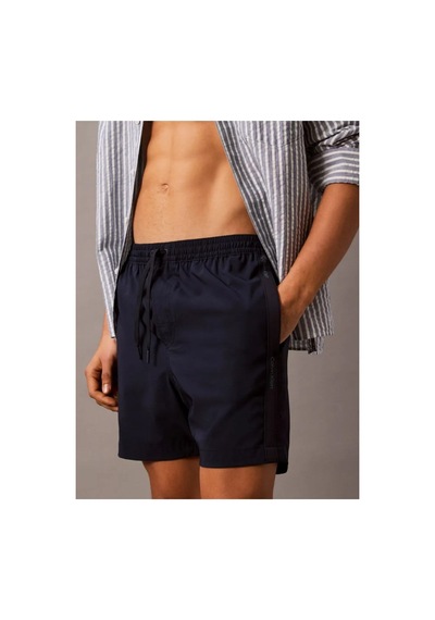Calvin Klein Erkek Regular Fit Yanları Logo Şeritli Lacivert Deniz Şortu-16177