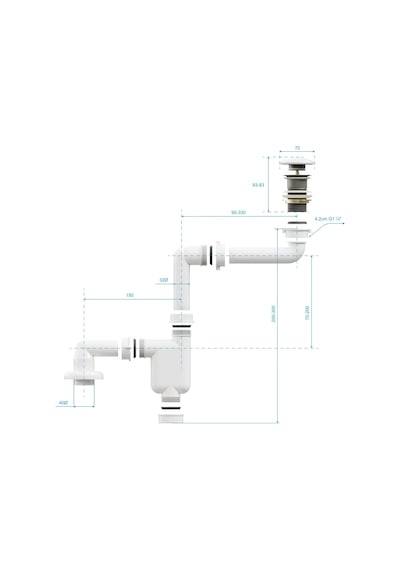 Aqua Bagno Comfort Yer Kazandıran Lavabo Sifonu + Pop-up Sifon, Beyaz Seramik Başlıklı ,taşma Deliksiz, 1 -1/4 Beyaz
