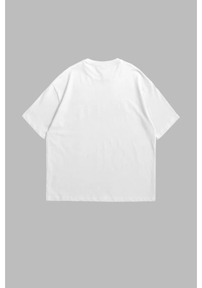 Tarzsokak Holographic Red Baskılı Oversize Unisex Beyaz