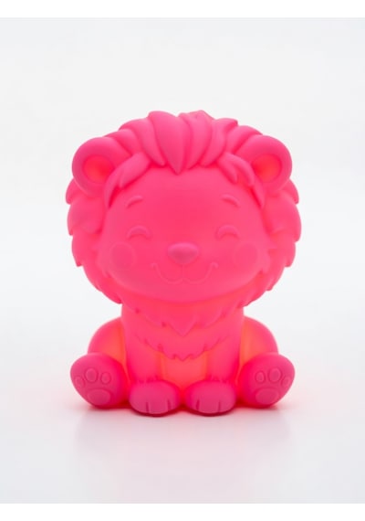 Aslan Modern Dekoratif Ev Hediyesi Tasarım Lamba - Aslan Figürlü Gece Lambası Pembe
