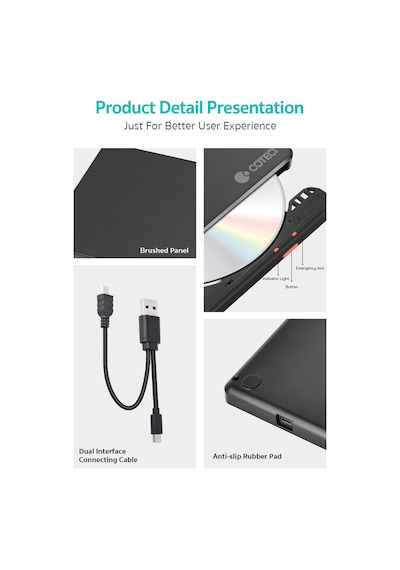 Çift Bağlantılı Usb 2.0 & Type-c Harici Dvd-rw Yazıcı Ve Okuyucu