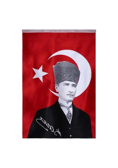 Saten Türk Bayrağı, Atatürk Posterli, 70x100 Cm 1000 x 1500 CM