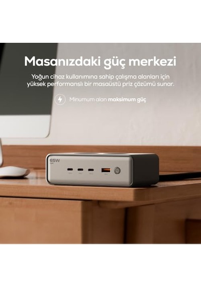 Xenon Smart Masaüstü Priz Hızlı Şarj İstasyonu 6 İn 1 4000w Ac 65w 3 X Usb-c 1 Usb-a 100w Type-c Kablo X6423