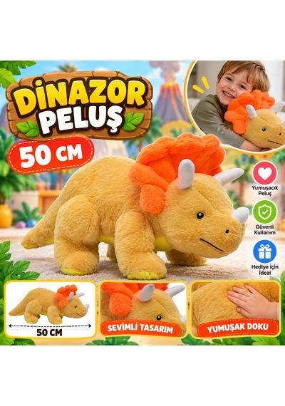 50 Cm Dinazor Peluş Turuncu