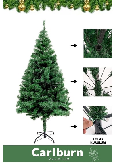 Premium Kutu Süsleme Seti Yılbaşı Çam Ağacı Renkli Işığı Yeni Yıl Süsleri Noel Paketi 150 Cm 220 Dal