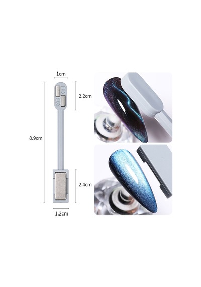 Çift Uçlu Çizgi Efekt Geniş Ve Çift Bar Kedi Gözü Oje Mıknatısı Cat Eye Magnet Gri 2hcat01