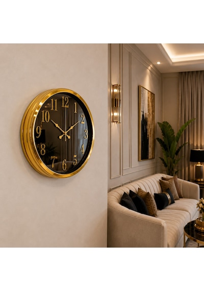 Büro Ev Ofis Hediyesi İçin 40cm Aynalı Golden Luxury Duvar Saati Diğer