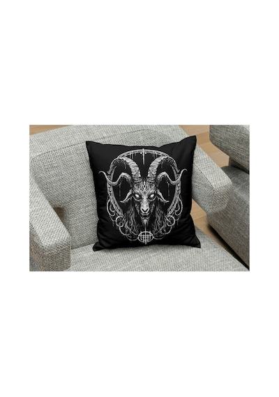 Gotik Figür Baphomet Desenlı Kare Yastık Kılıfı Çok Renklı