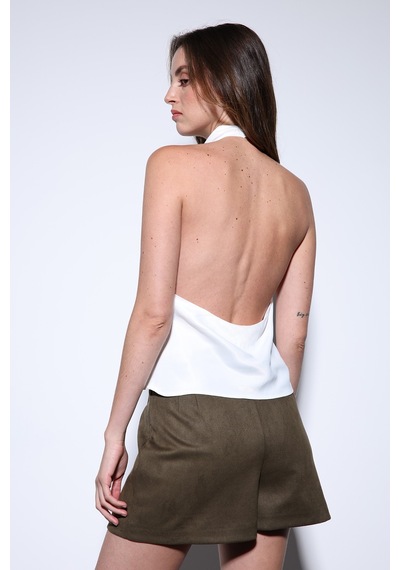 Antioch Saten Halter Kadın Top Beyaz