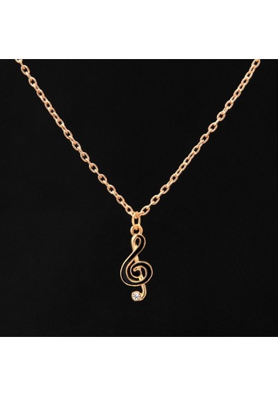 Müzik Temalı Taşlı Takı Seti , 18Gp Altın Kaplama, Sevgililer Gün Altın