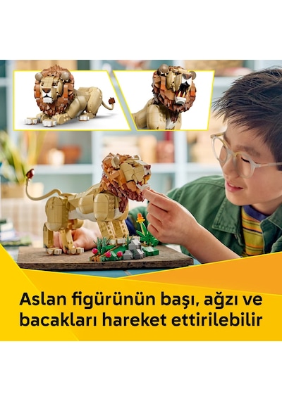 LEGO® Creator 3’ü 1 Arada Vahşi Hayvanlar: Görkemli Aslan 31386 - 9+ Yaş için Figürler İçeren Oyuncak Yapım Seti (839 Parça)