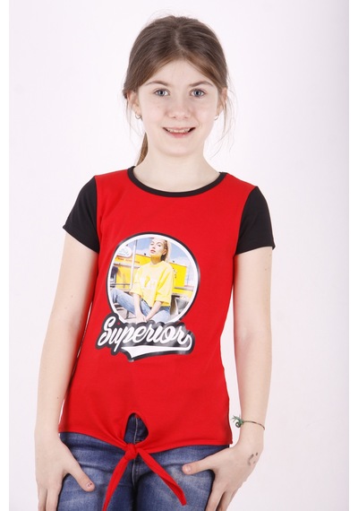 Toontoy Kids Toontoy Kız Çocuk Superior Baskılı Tişört Kırmızı