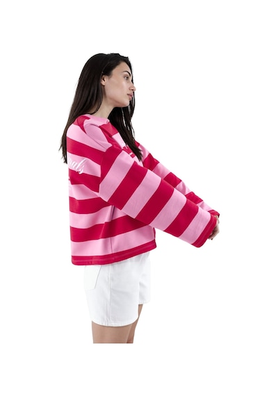 Hiccup %100 Pamuk Oversize Çizgili Sweatshirt Kırmızı
