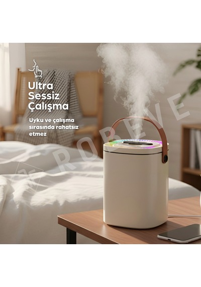 Robeve 1.8 Litre Rgb Işıklı Buhar Makinesi Hava Nemlendirici Aroma Difüzörü Çift Spreyli Ultrasonik Nem Makinesi Düşük Enerji Tüketimli Ev, Ofis, Bebek Odası Için