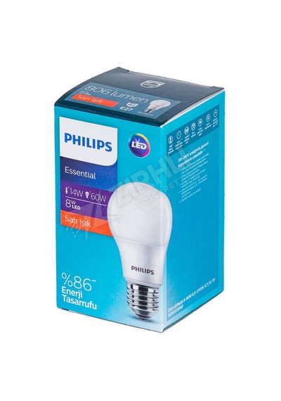 5 Adet Philips Essentıal Led Ampul 60 Watt Sarı