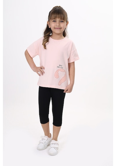 Toontoy Kids Toontoy Kız Çocuk Who Are You Baskılı Kaprili Takım Pudra