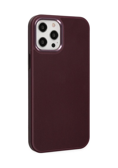 Apple iPhone Uyumlu 12 Pro Max Kılıf Asya Deri Silikon - Mürdüm Bz8683140410445