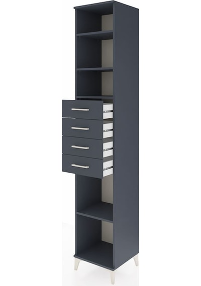 Hyperion Dolap 4 Raflı 4 Çekmeceli 44x44x243 Antrasit-antrasit Antrasit