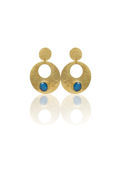 Kadir Jewellery 22 Ayar Altın Kaplama Vintage Küpe -el İşçiliği Ve Hipoalerjenik Küpe Koyu Mavi 78158217