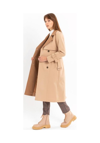 Pastelastore %100 Pamuk Gabardin Uzun 110cm Çift Renk Garnili Astarlı Kemerli Kadın Trençkot 1114 Açık Bej Pastelastore %100 Pamuk Gabardin Uzun 110cm Çift Renk Garnili Astarlı Kemerli Kadın Trençkot 1114 Açık Bej