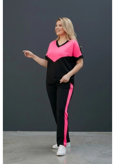 Aytemas Neon Renk Detaylı Takım Pembe