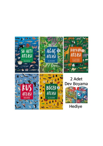 Su Altı Atlası - Ağaç Atlası - Hayvan Atlası - Kuş Atlası - Böcek Atlası Ciltli +2 Dev Boyama Posteri Hediye