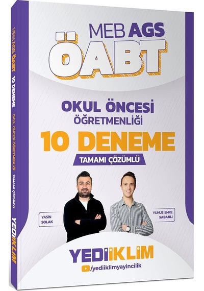 Yediiklim Yayınları Meb Ags Öabt Okul Öncesi Öğretmenliği Tamamı Çözümlü 10 Deneme