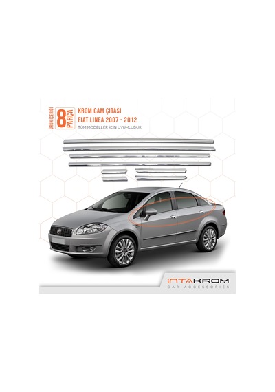 intakrom Fiat Linea Krom Cam Çıtası 8 Parça 2007-2011