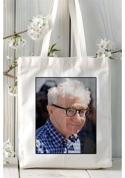 Art Hediye Woody Allen Baskılı Bez Çanta Omuz Çantası Kişiye Özel Desen 2 Çok Renkli