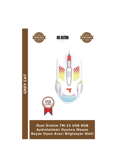 Özel Üretim Tm-15 Usb Rgb Aydınlatmalı Oyuncu Mouse Beyaz Oyun Aracı Bilgisayar Aleti
