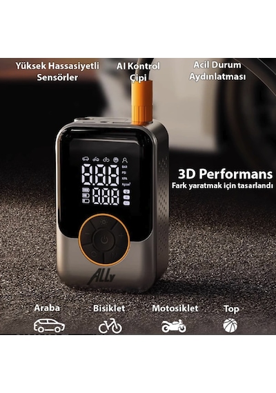 Kablosuz Turbo Şarjlı Araba Lastik Şişirme Kompresörü Tekerlek Şişirme Kompresörü 150 Psi