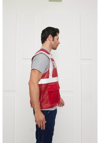 Orange Safety Mühendis Tipi İkaz Yeleği Kırmızı