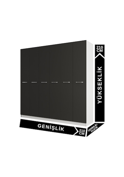 Aeka Ae-2190 Hisar 6 Kapaklı Çok Bölmeli Askılı Ve Raflı Geniş Hacimli Gardırop 210x210 Cm Beyaz - Antrasit Aeka Ae-2190 Hisar 6 Kapaklı Çok Bölmeli Askılı Ve Raflı Geniş Hacimli Gardırop 210x210 Cm Beyaz - Antrasit