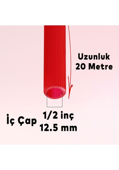 Bahçe Çeşme Su Hortumu İç Çap 1/2 Naturel Silikonlu Sulama Araç Yıkama Hortum 20 Metre