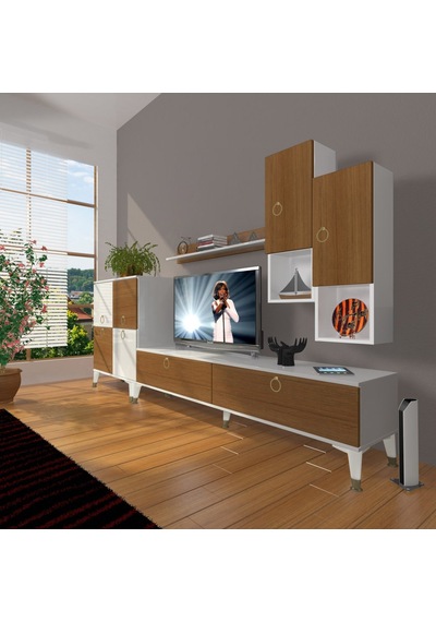 Decoraktiv Eko 6da Mdf Std Gold Tv Ünitesi Tv Sehpası Beyaz - Ceviz